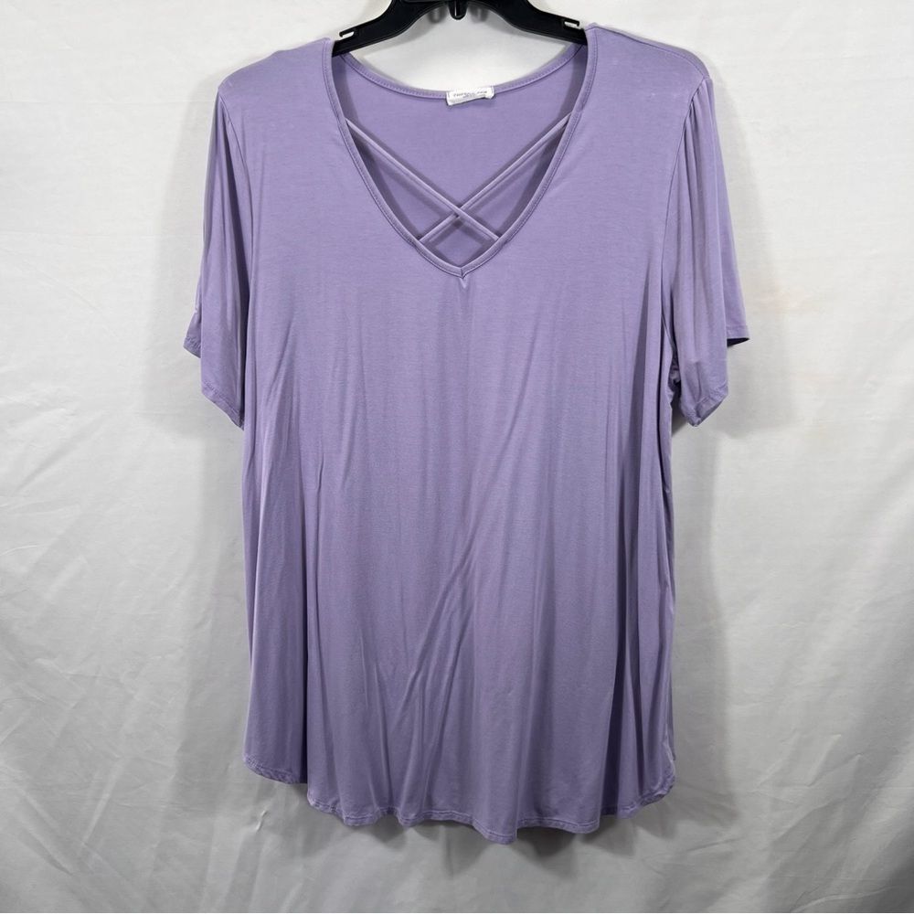 Chic Soul Lavender Crisscross V-Neck Plus Size Blouse 0897